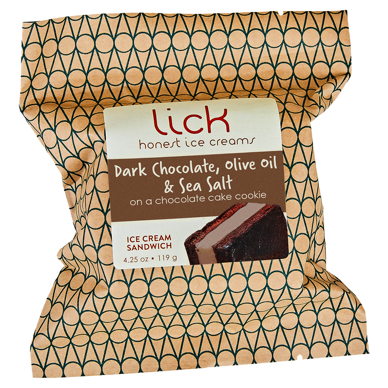 Lick Honest Ice Creams Dark Chocolate, Olive Oil & Sea Salt Ice Cream Sandwich 4.25oz