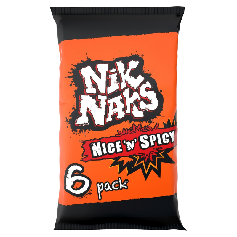 Nik Naks Nice & Spicy Corn Snacks, 6 x 20g