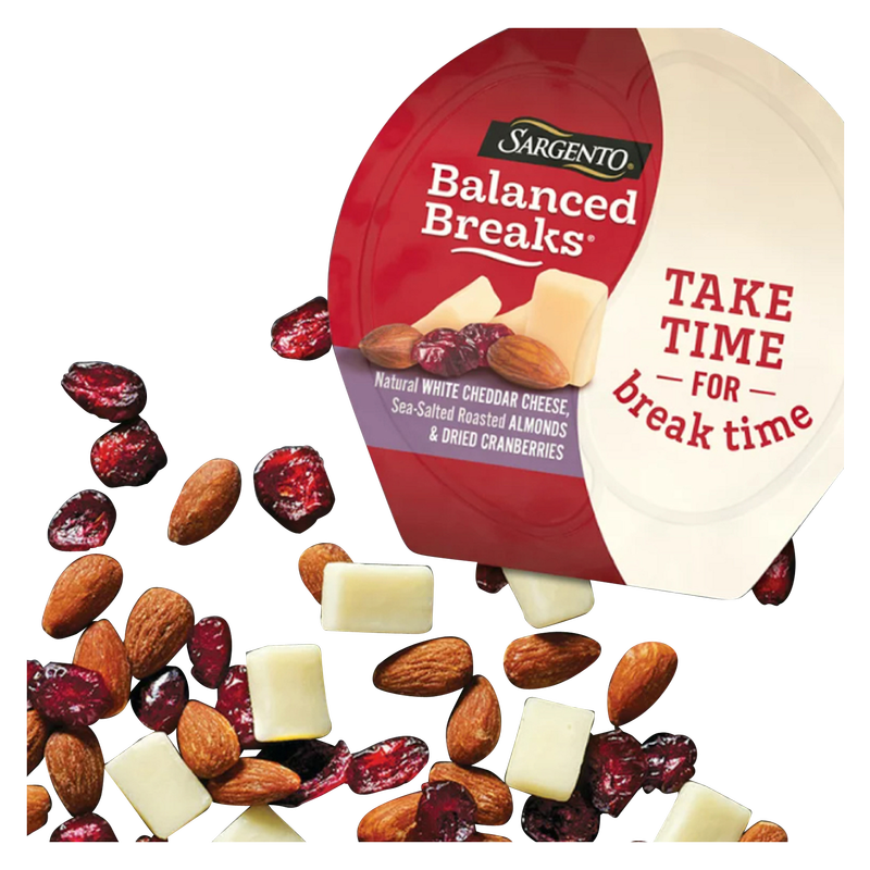 Sargento Balanced Breaks Snack Pack with White Cheddar, Almonds, and  Cranberries 1.5 oz. - 12/Case