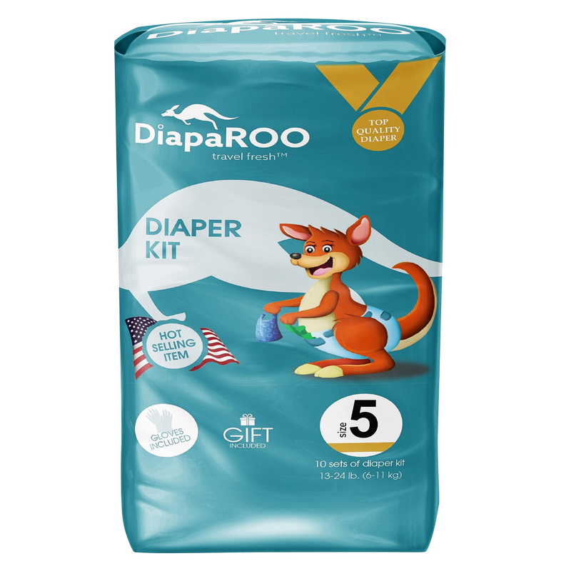 DiapaROO Travel Fresh Diaper Changing Kit Size 5 10ct