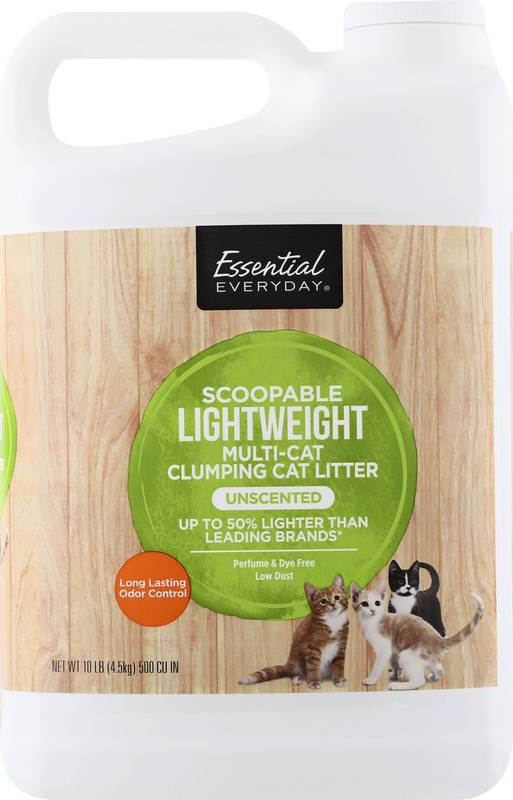 Essential Everyday Scoopable Lightweight Multi-Cat Clumping Litter Unscented 10lb