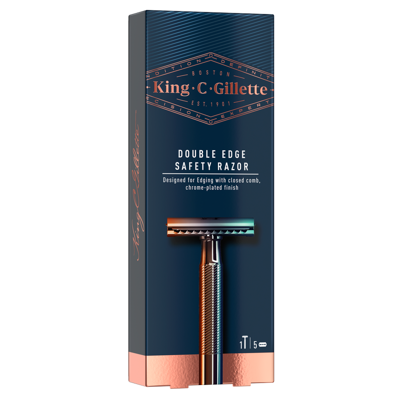 King C Gillette Double Edge Razor +5 Refill Blades, 1pcs