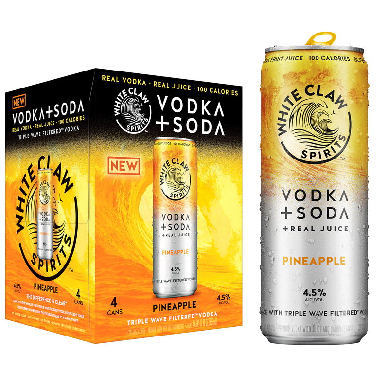 White Claw Hard Seltzer Vodka + Soda Pineapple 4pk 12oz Can 4.5% ABV