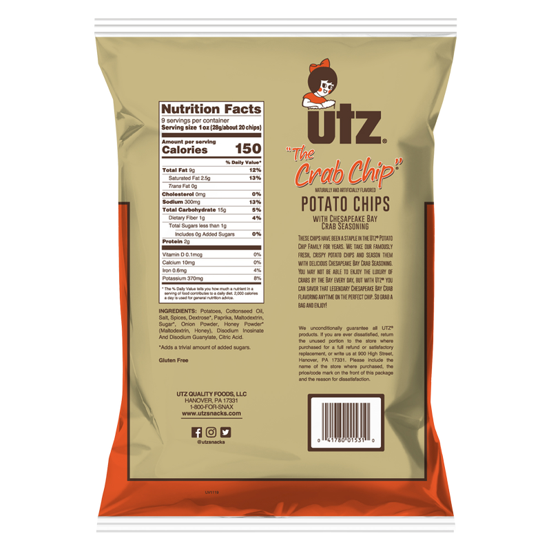 Utz Potato Chips Crab 9oz Snacks fast delivery by App or Online