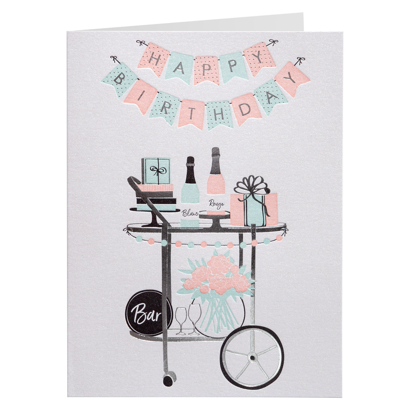 NIQUEA.D "Birthday Bar Cart" Birhday Card 4x5.5"