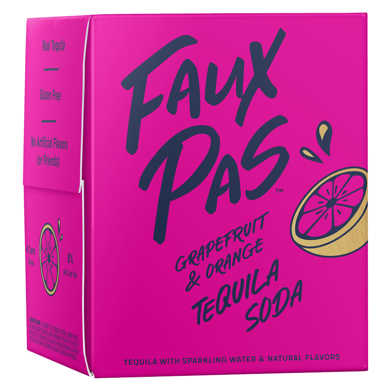 Faux Pas Grapefruit & Orange Tequila Soda 4pk 250ml Can 8.0% ABV