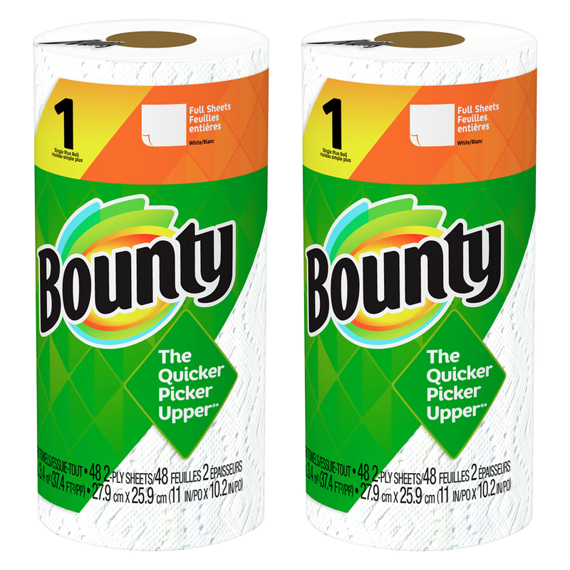 Bounty Single Plus White Paper Towels 2ct