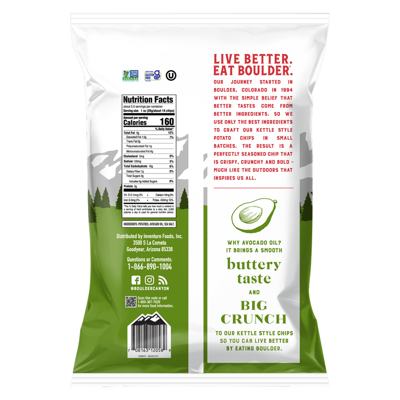 Boulder Canyon® Avocado Oil Classic Sea Salt Kettle Potato Chips 5.25oz