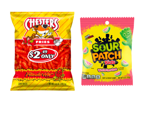 Chester's Flamin' Hot Fries 5.25oz & Sour Patch Kids Watermelon Soft & Chewy Candy 5oz