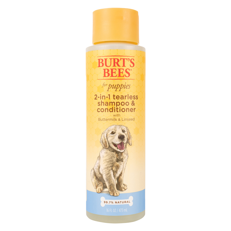 Burts Bees Tearless 2 in 1 Shampoo and Conditioner for Puppies with Buttermilk & Linseed Oil 16oz