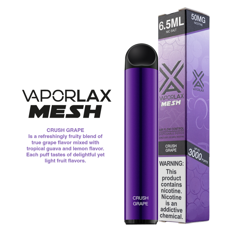 VaporLax Disposable Vape Crush Grape 50mg 6.5ml