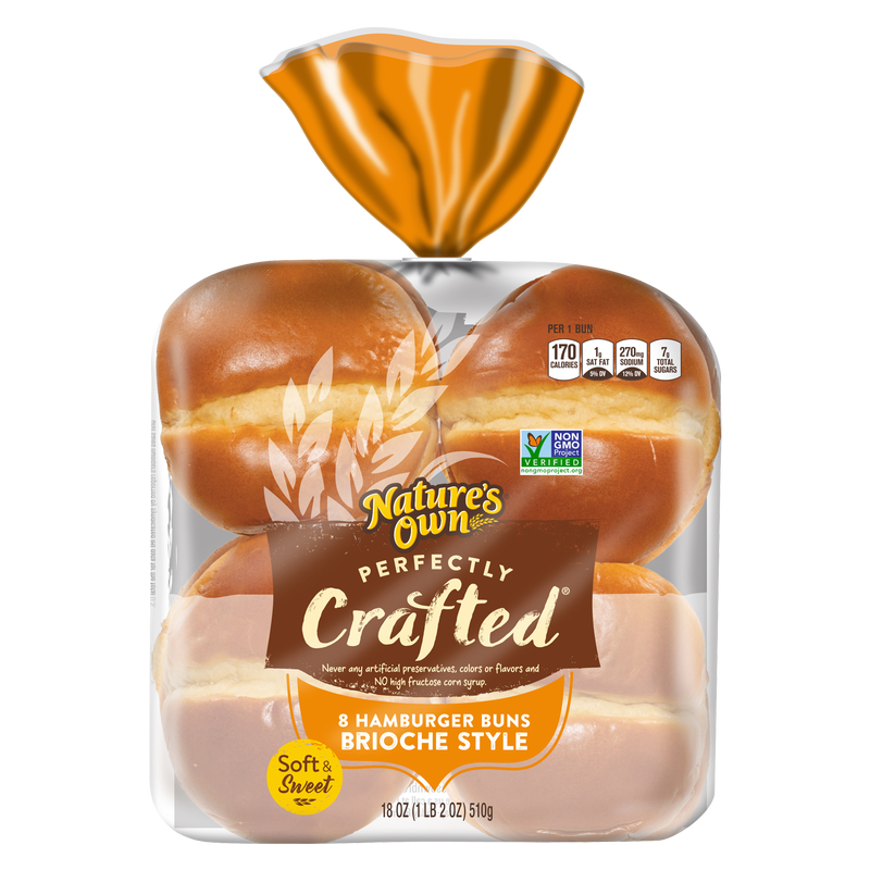 Nature's Own Perfectly Crafted Brioche Style Hamburger Buns - 8ct/18oz