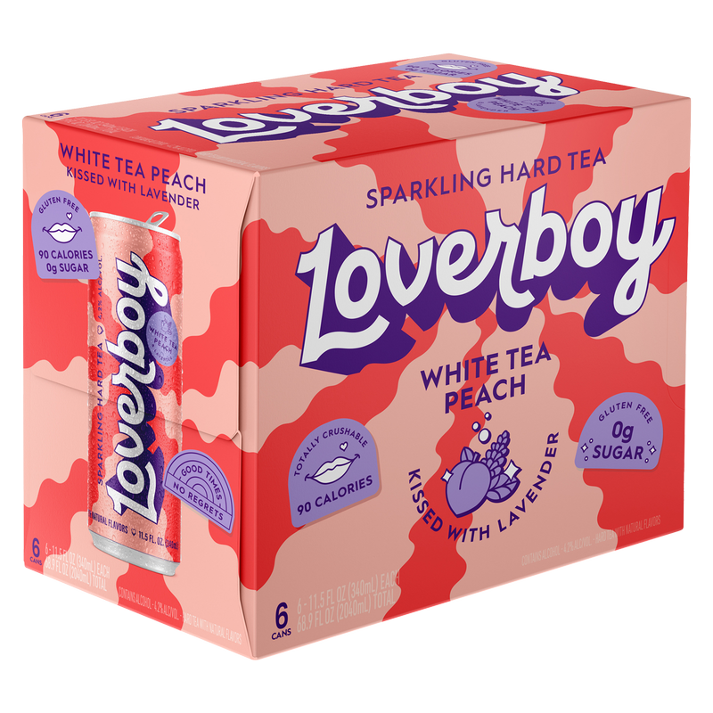 Loverboy White Tea Peach Sparkling Hard Tea 6pk 12oz Can 4.2% ABV