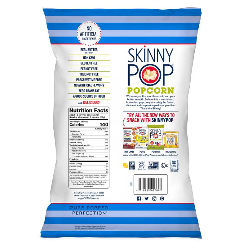 Skinny Pop Real Butter Popcorn 4.4oz : Snacks fast delivery by App