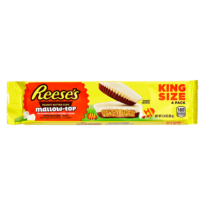 Reese's Milk Chocolate Peanut Butter Cups with Marshmallow Flavored White Crème King Size 2.4oz