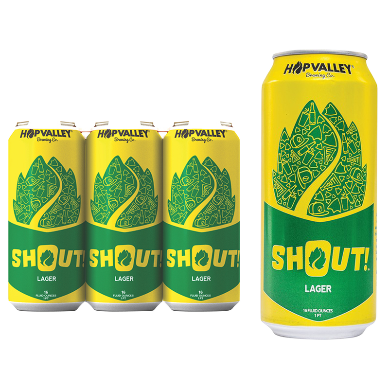 Hop Valley Shout Lager 6pk 16oz Can 5.2% ABV
