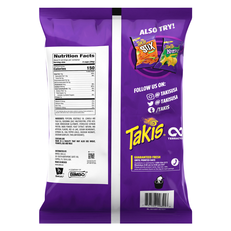 Takis Fuego Pop! Spicy Popcorn Sharing Size Bag 6.7oz