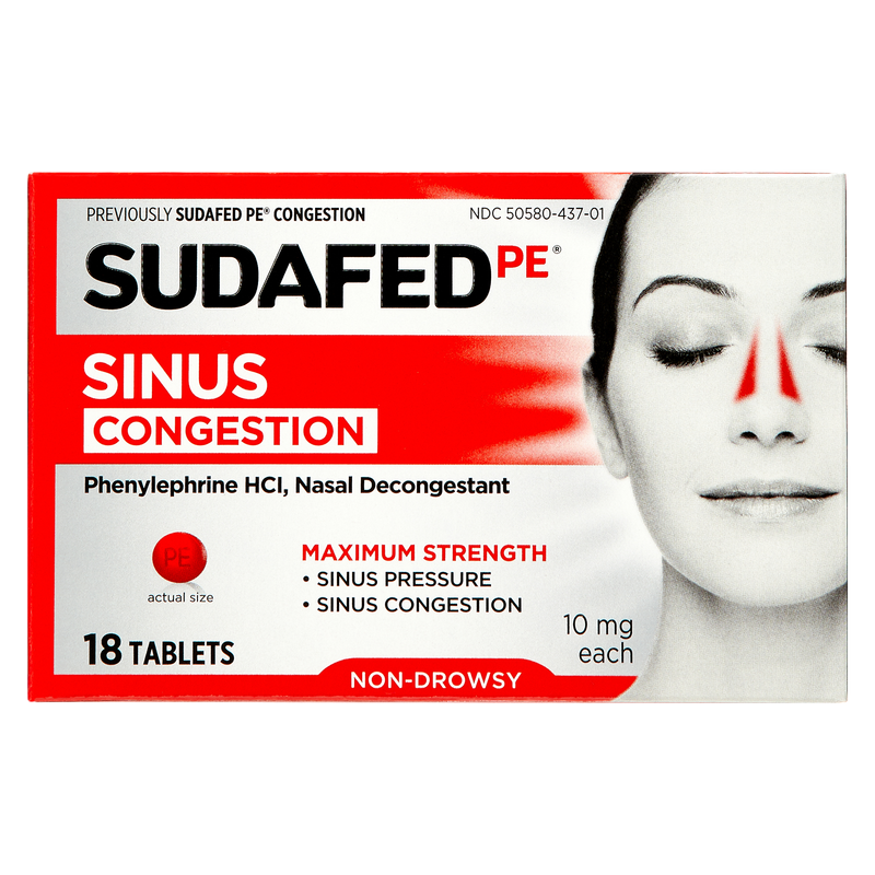 Sudafed PE Maximum Strength Sinus Pressure & Congestion Relief 18ct