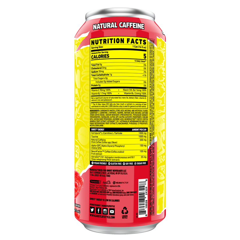GHOST® Energy Sour Patch Kids RedBerry 16oz Can Drinks fast delivery