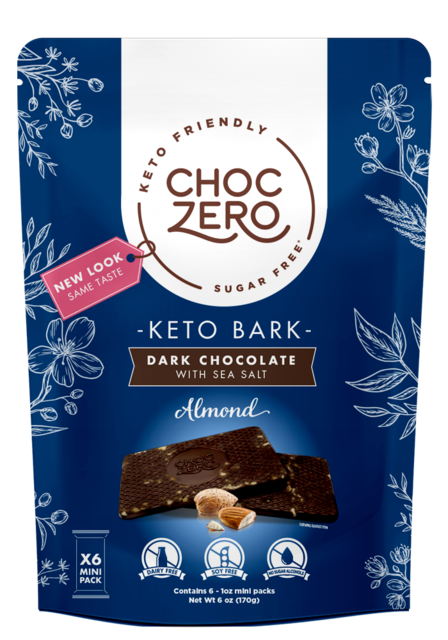 CHOCZERO Keto Bark-Dark Chocolate with Sea Salt Milk Chocolate Almond 6 oz