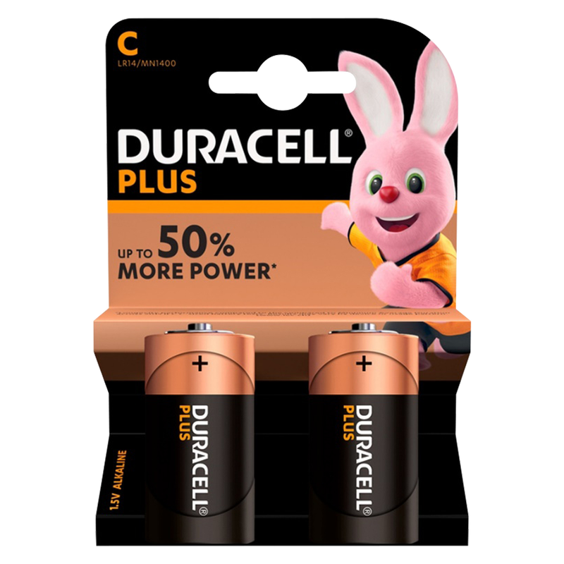 Duracell Plus Type C Batteries, 2pcs