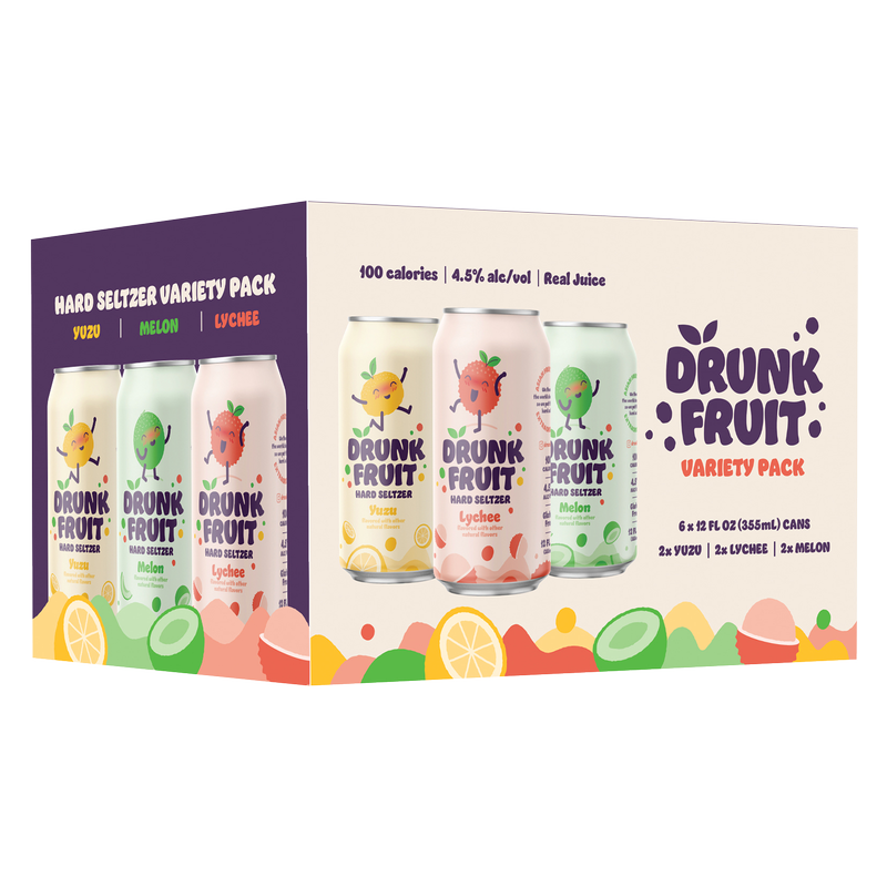 Drunk Fruit Hard Seltzer Party Pack Variety (6PKC 12 OZ) Alcohol fast