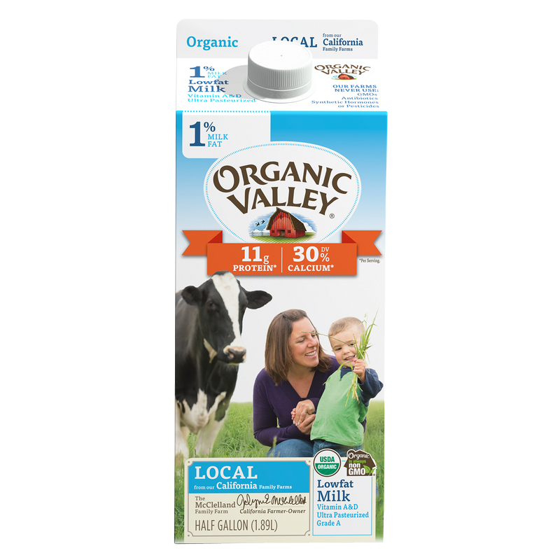 Organic Valley 1% Reduced Fat Milk 1/2 Gallon CA