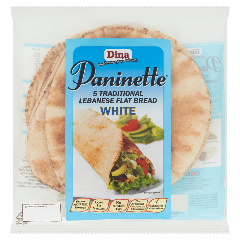Dina Paninette White Bread Wraps, 5pcs