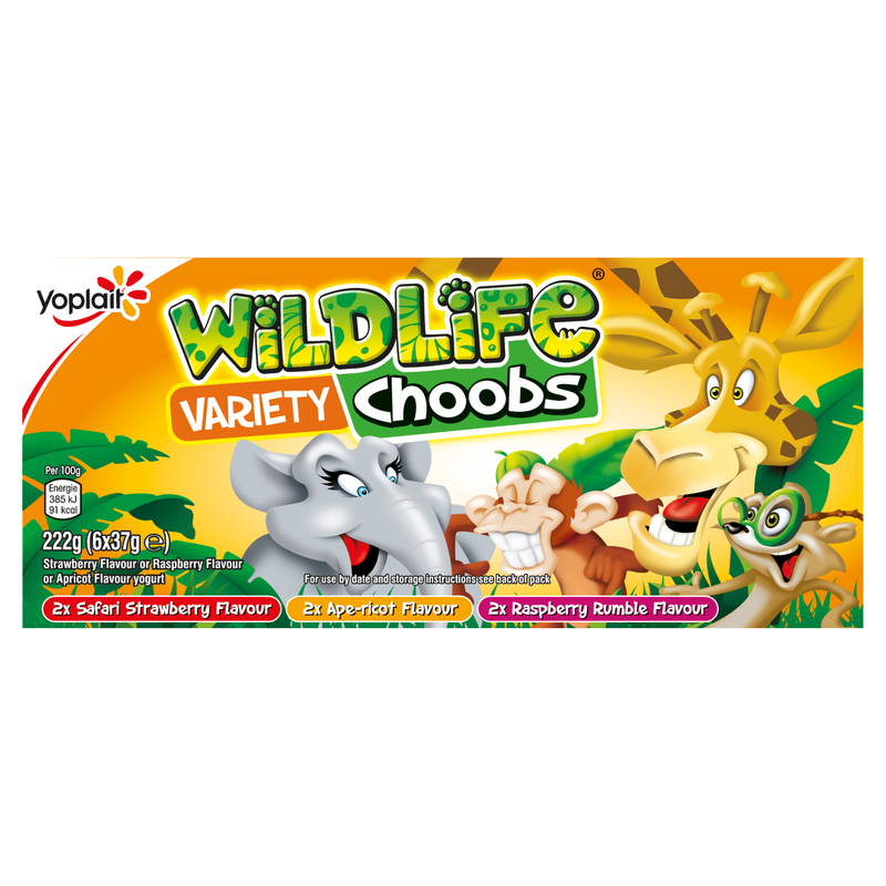 Wildlife Choobs Various Flavour Yoghurt Tubes, 6 x 37g