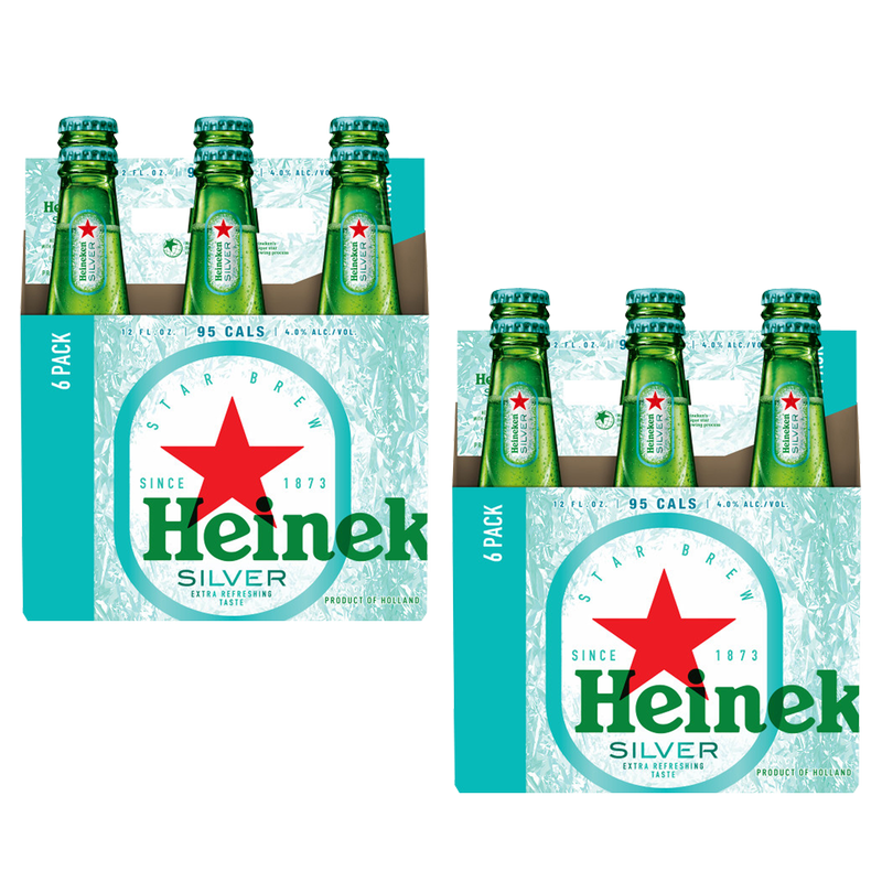 2 FOR BUNDLE Heineken Silver 6pk 12oz Btl 4% ABV