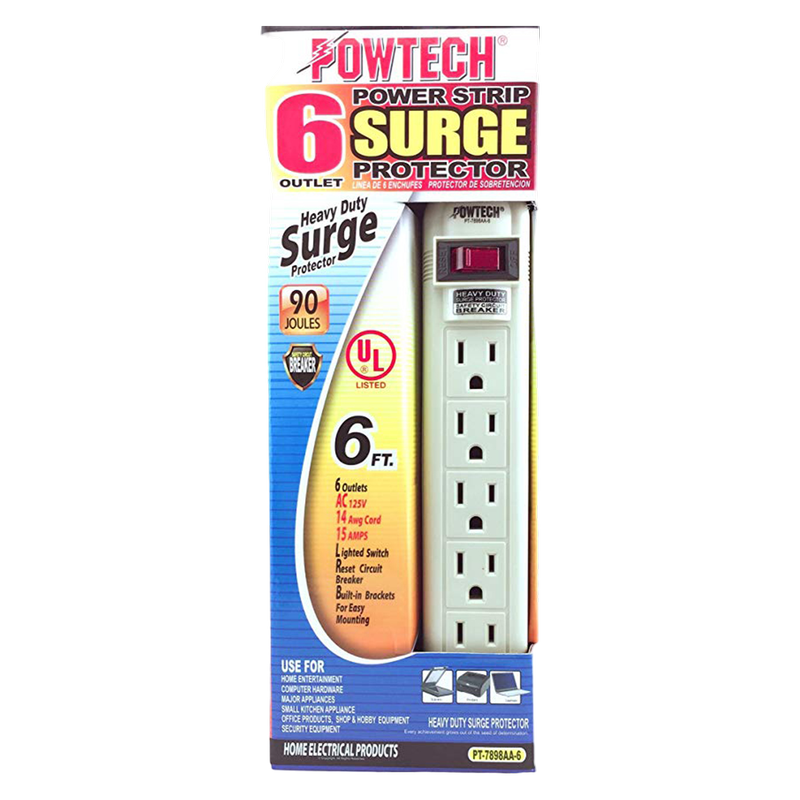 Powertech Power Strip Surge Protector 6 Outlet