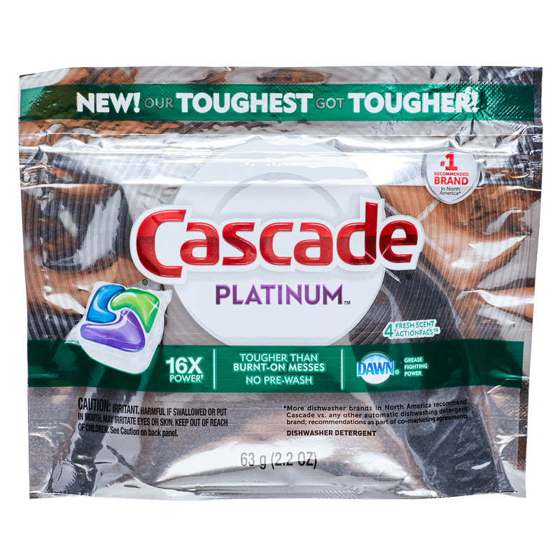 Cascade Platinum Dishwasher Detergent ActionPacs Fresh Scent 4ct