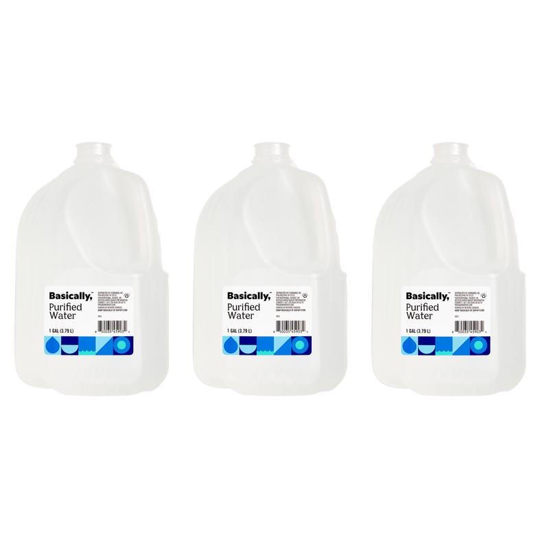Basically, Purified Bottled Water 1 Gallon (Pack of 3)