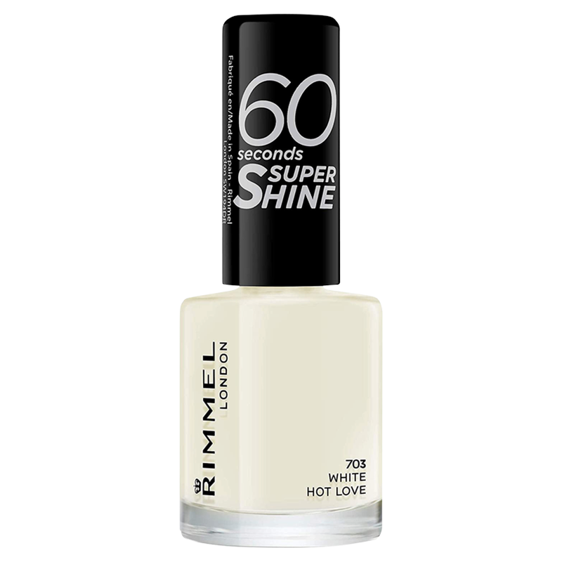 Rimmel 60 Seconds Super Shine Nail Polish White Hot Love, 1pcs