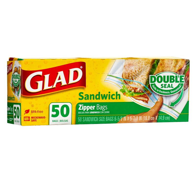 Glad Sandwich Zipper Bags 50ct