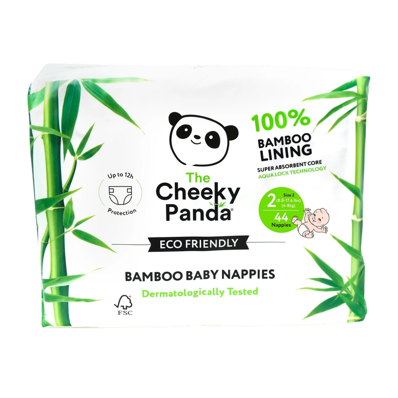 Cheeky Panda Bamboo Nappies Size 2 (3-8 Kg) V2, 44pcs