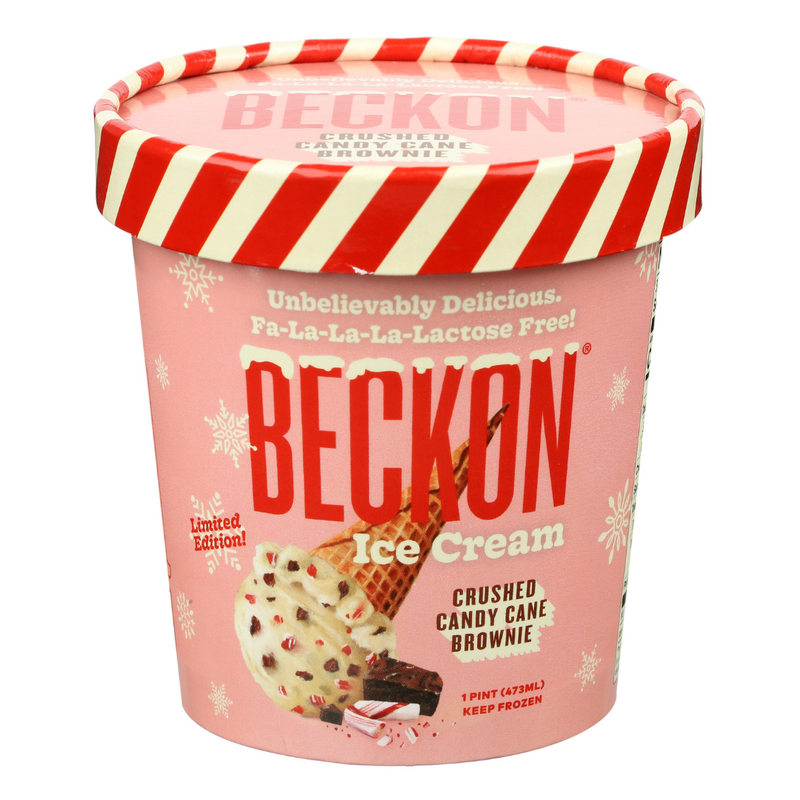 Beckon Lactose Free Ice Cream Crushed Candy Cane Brownie 16oz Pint