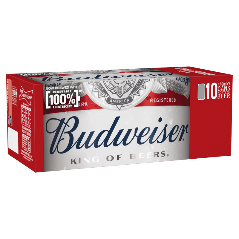 Budweiser Lager Beer, 10 x 440ml