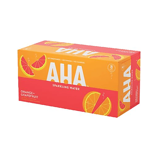 AHA Sparkling Water Orange + Grapefruit 8pk 12oz