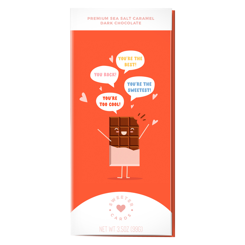 Sweeter Cards Complimentary Messages Sea Salt Caramel Dark Chocolate Bar 3.5oz