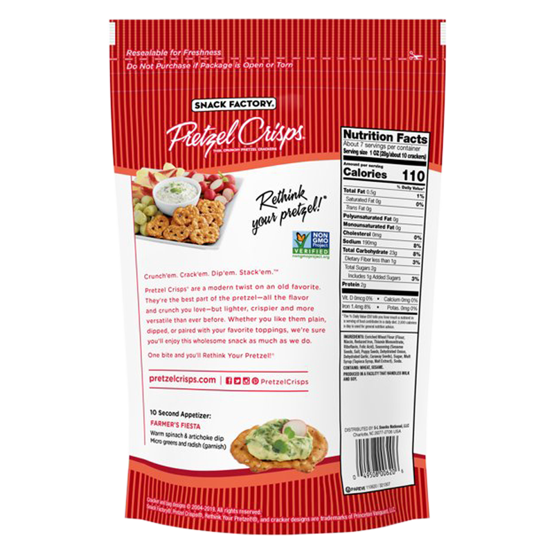 Pretzel Crisps Everything Pretzel Crackers 7.2oz Snacks fast delivery