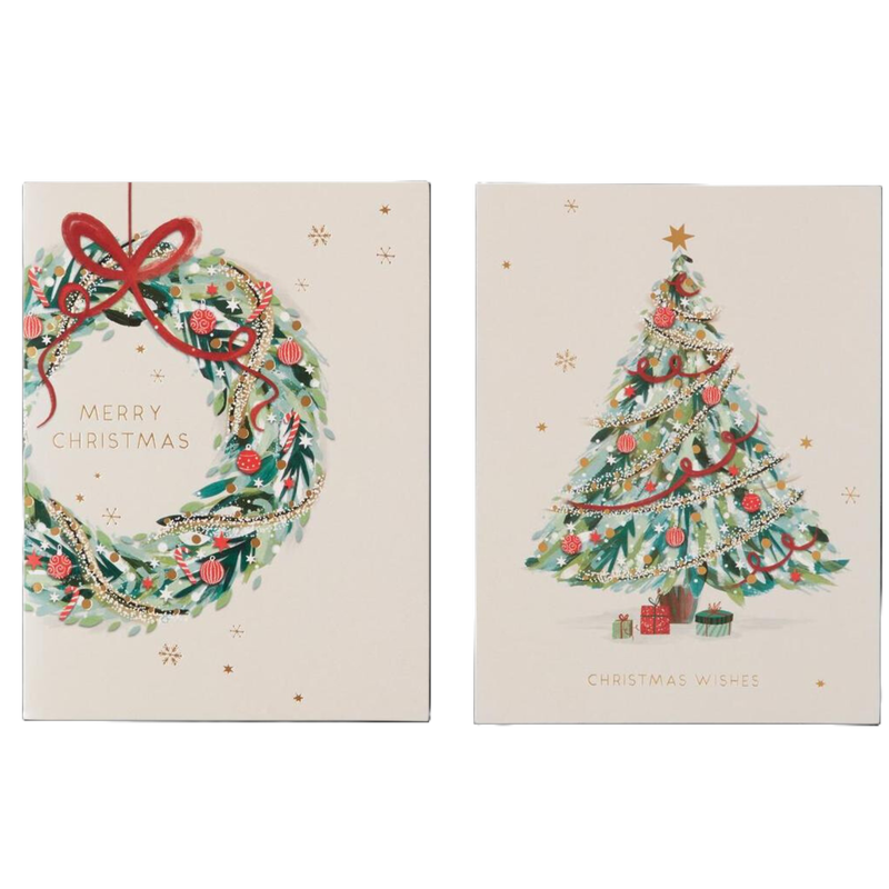Morrisons Wreath and Tree Duo Cards, 10pcs