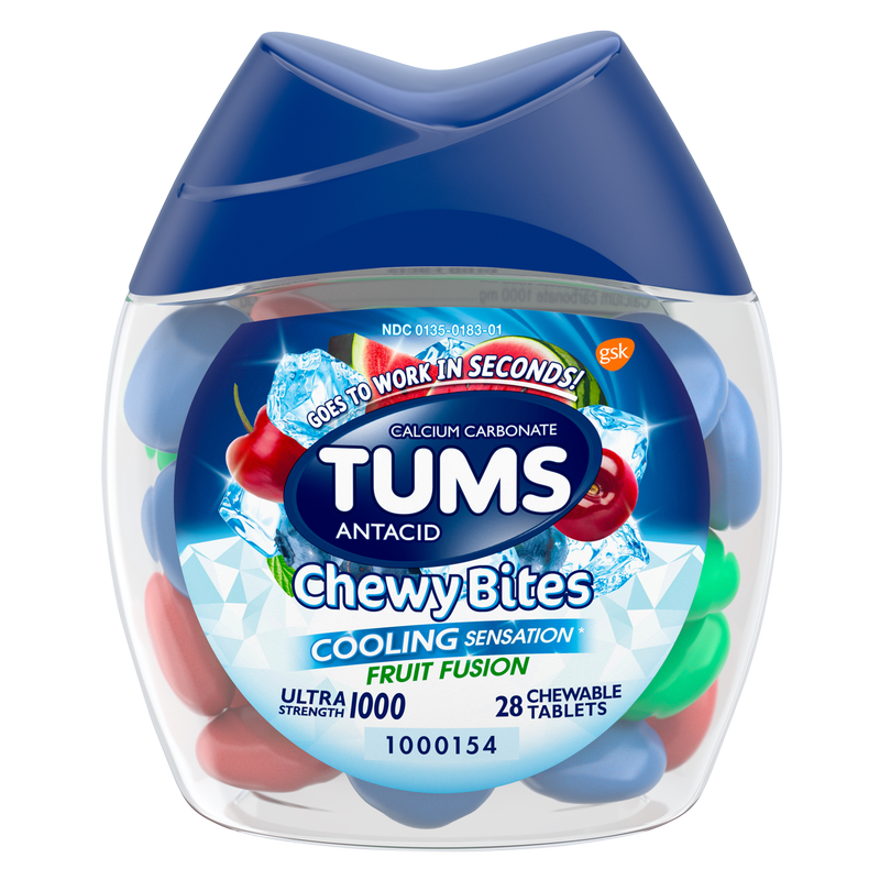 Tums Fruit Fusion Chewy Bites with Fast Cooling Sensation Antacid Tablets 28ct