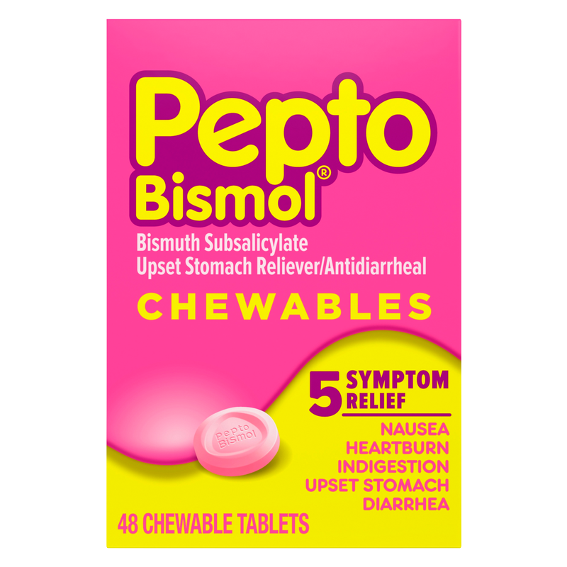 Pepto Bismol 5 Symptom Relief Chewable Tablets 48 ct