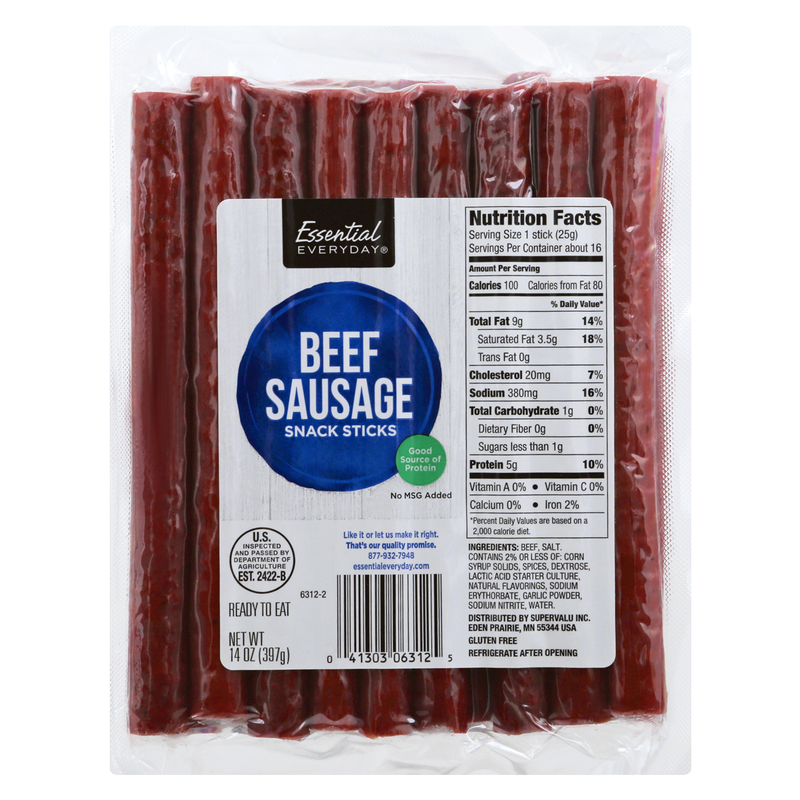 Essential Everyday Beef Sausage Snack Sticks 14oz