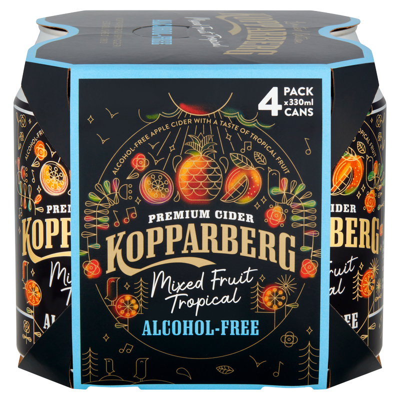 Kopparberg Alcohol Free Mixed Fruit Tropical Cider, 4 x 330ml