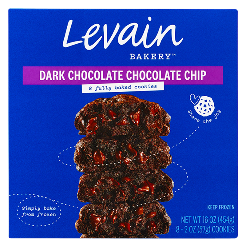 Levain Bakery Dark Chocolate Chocolate Chip Frozen Fully-Baked Cookies 8ct