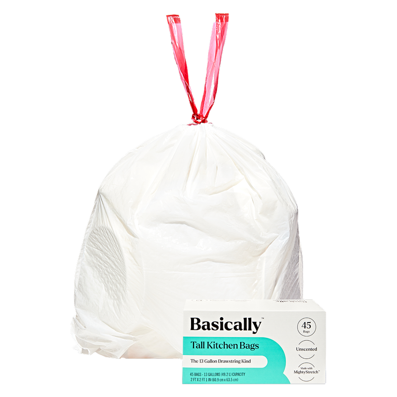 Basically 45ct Mightystretch 13 Gallon Tall Kitchen Bags