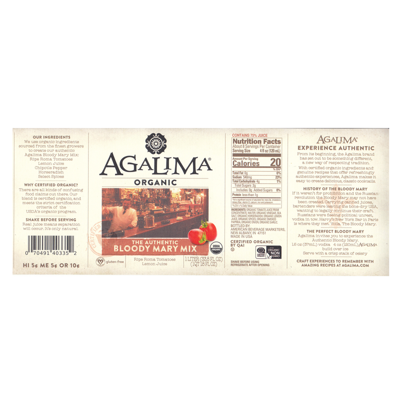 Agalima Organic Bloody Mary Mix 1 Liter