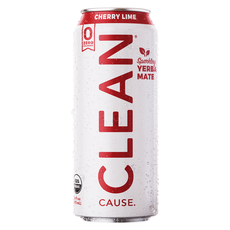 CLEAN Cause Cherry Lime Zero Organic Sparkling Yerba Maté